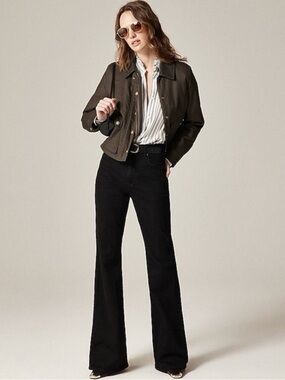 J. Crew Black High Rise Flare Jeans Semi Stretch Women 27 Petite